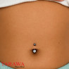 Piercing nombril titane noir CZ 4 et 6mm