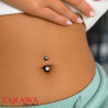 Piercing nombril titane noir CZ 4 et 6mm