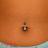 Piercing nombril titane noir CZ 5 et 8mm