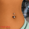 Piercing nombril titane or rose CZ 5 et 8mm