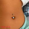 Piercing nombril titane doré CZ 5 et 8mm