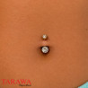 Piercing nombril titane doré CZ 5 et 8mm