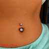 Piercing nombril titane pierre d'opale 5 et 8mm