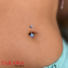 Piercing nombril titane pierre d'opale 4 et 6mm