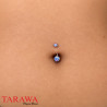 Piercing nombril titane pierre d'opale 4 et 6mm