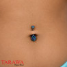 Piercing nombril en titane double strass griffé