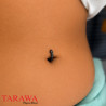 Piercing nombril anneau articulé avec CZ en titane noir