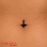 Piercing nombril anneau articulé avec CZ en titane noir