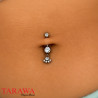 Piercing nombril pendant en titane patte de chat
