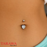 Piercing nombril coeur Or blanc - Tarawa.com