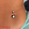 Piercing nombril titane opale griffé noir
