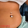 Piercing nombril titane opale griffé or rose
