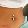 Piercing nombril titane opale griffé