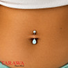 Piercing nombril titane opale griffé