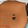 Piercing nombril double bille titane anodisé bleu - Tarawa Piercing