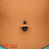 Piercing nombril double bille titane anodisé bleu - Tarawa Piercing