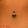 Piercing nombril double bille titane anodisé bleu - Tarawa Piercing
