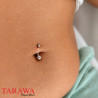 Piercing nombril titane deux strass or rose