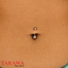 Piercing nombril titane deux strass or rose