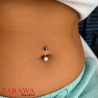 Piercing nombril perle de culture 8 mm bouton rose - Tarawa