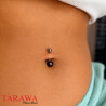 Piercing nombril perle de culture 9 mm bouton noir - Tarawa