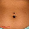 Piercing nombril perle de culture 9 mm bouton noir - Tarawa