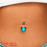Piercing Nombril en acier chirurgical - Piercing Turquoise - Tarawa.com