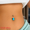 Piercing Nombril en acier chirurgical - Piercing Turquoise - Tarawa.com