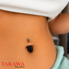 Piercing Nombril pierre semi précieuse Agate noire - Tarawa