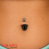 Piercing Nombril pierre semi précieuse Agate noire - Tarawa