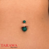Piercing nombril double Cristal vert émeraude