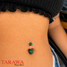 Piercing nombril double Cristal vert émeraude