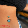 Piercing nombril double boule cristal turquoise – Éclat intense et couleur lagon
