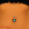 Piercing nombril double boule cristal turquoise – Éclat intense et couleur lagon