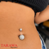 Piercing nombril double Cristal Irisé bille 12mm