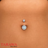 Piercing nombril double Cristal Irisé bille 12mm