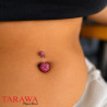 Piercing nombril double Cristal rose bille 12mm