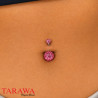 Piercing nombril double Cristal rose bille 12mm