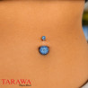 Piercing nombril double Cristal bleu ciel bille 12mm