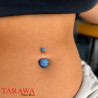 Piercing nombril double Cristal bleu ciel bille 12mm