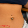 Piercing nombril classique doré double strass