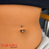 Piercing nombril classique doré double strass