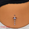 Piercing nombril argent fleur orchidée pendant