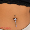 Piercing nombril argent fleur orchidée pendant