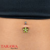 Piercing nombril fleur argent et cristaux