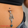 Piercing nombril attrape rêve et main de fatma
