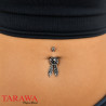 Piercing nombril rose avec feuilles