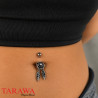 Piercing nombril rose avec feuilles