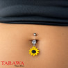 Piercing nombril fleur de tournesol