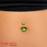 Piercing nombril double Cristal couleur Vert